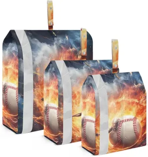 Fire Baseball Compression Packing Cubes, 3pcs Compressible Expandable Travel Packing Organizer, Travel Cubes for Suitcase Carry On