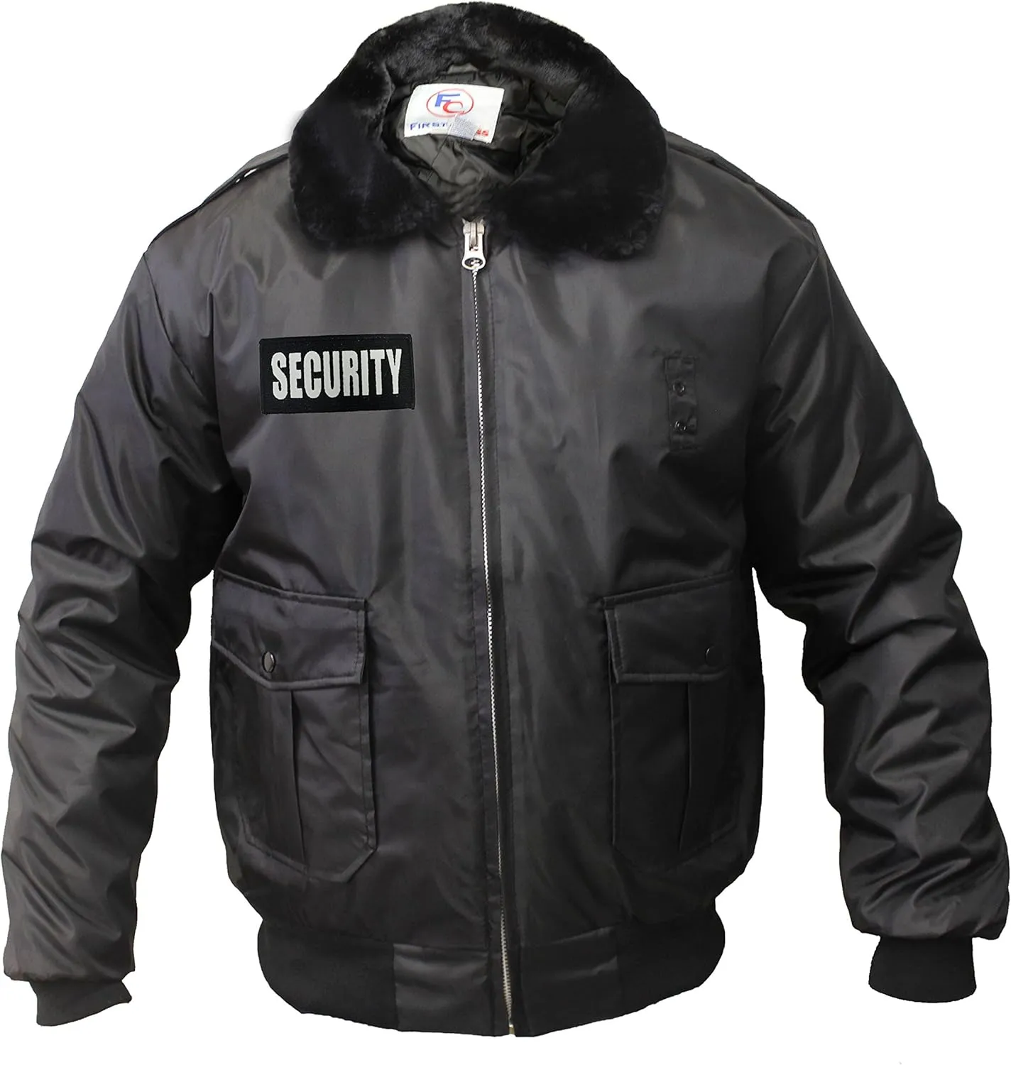 First Class Watch-Guard Bomber Jacket with Reflective Security ID (Black)