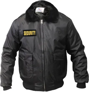 First Class Watch-Guard Bomber Jacket with Reflective Security ID (Black)