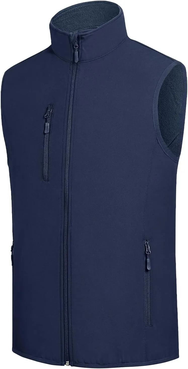 fit space Men's Lightweight Vest Softshell Sleeveless Windproof Jacket with Zipper Pcoket Cycling Travel Hiking Running Golf