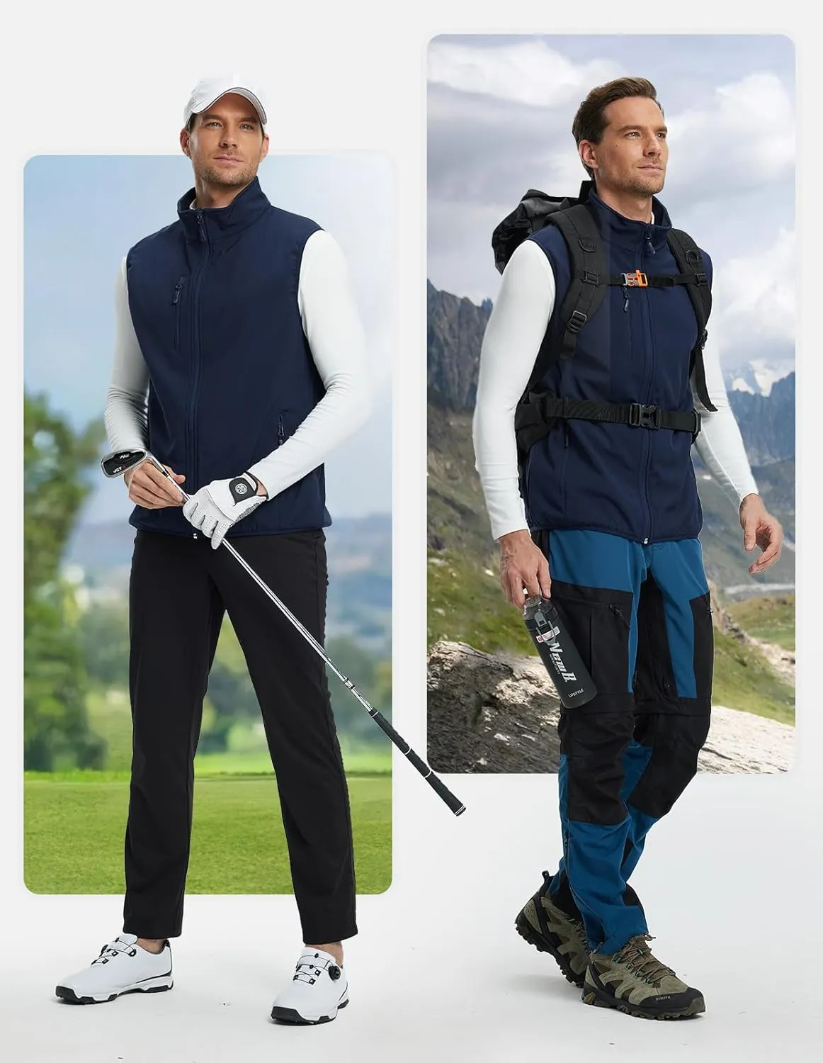 fit space Men's Lightweight Vest Softshell Sleeveless Windproof Jacket with Zipper Pcoket Cycling Travel Hiking Running Golf