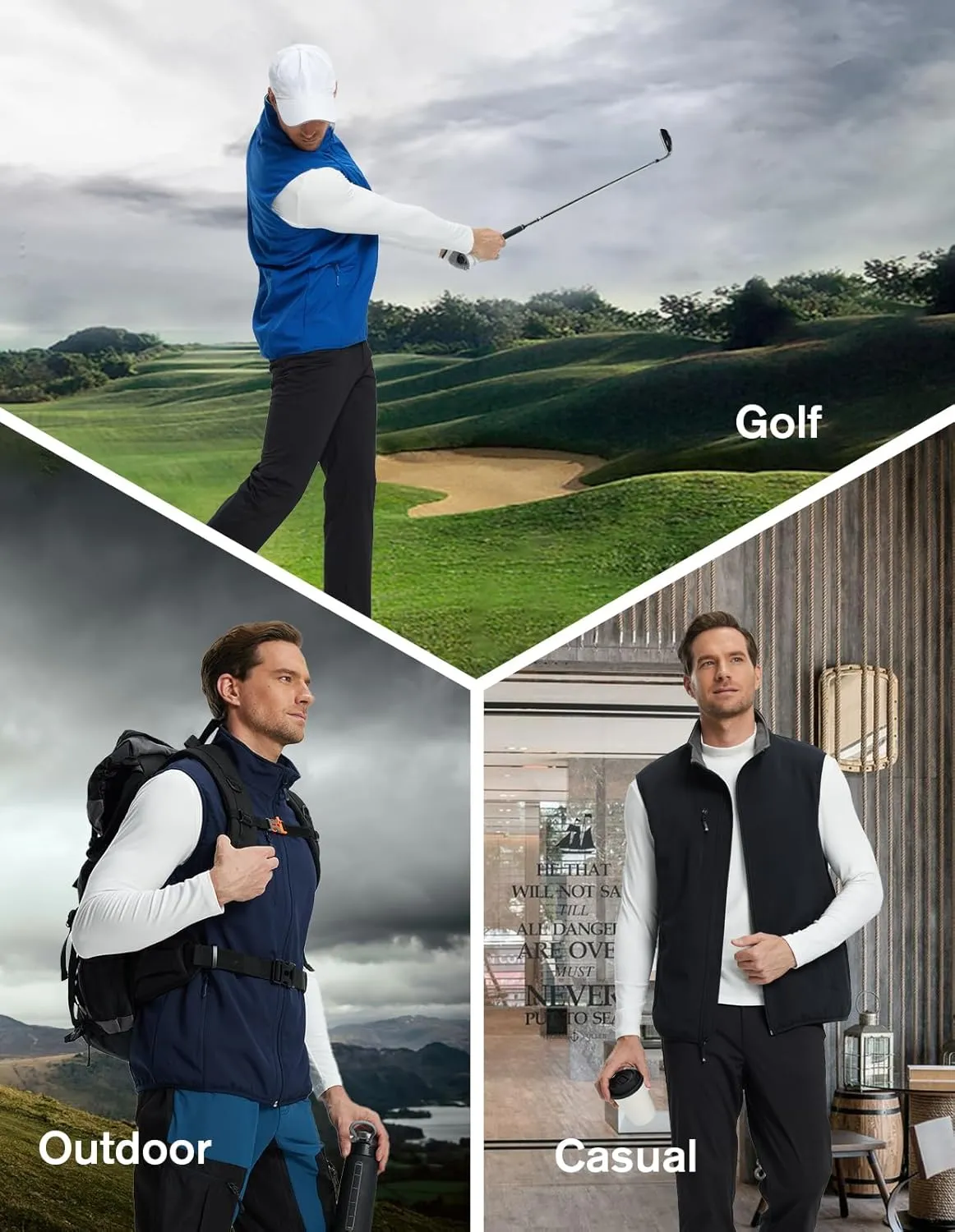 fit space Men's Lightweight Vest Softshell Sleeveless Windproof Jacket with Zipper Pcoket Cycling Travel Hiking Running Golf