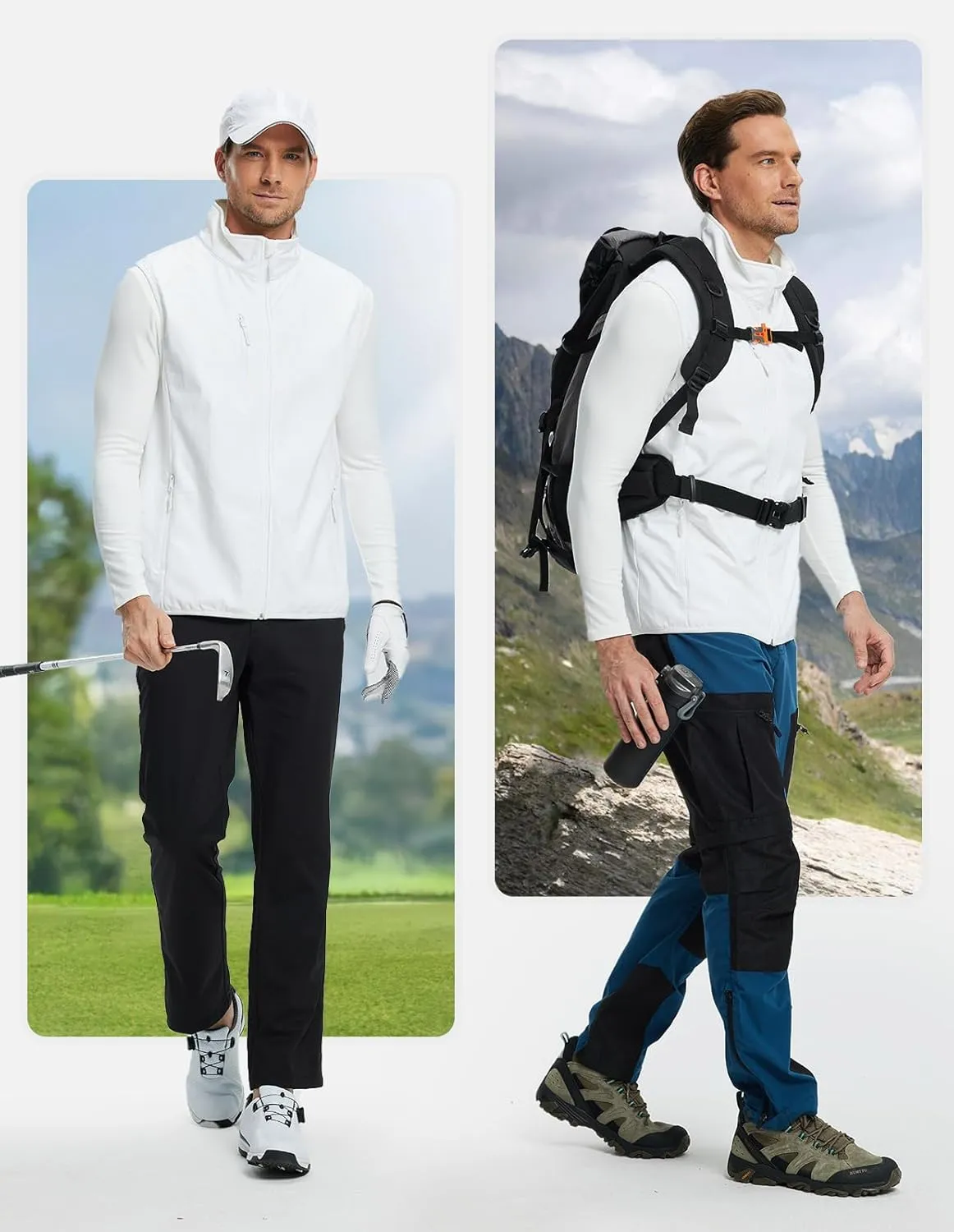 fit space Men's Lightweight Vest Softshell Sleeveless Windproof Jacket with Zipper Pcoket Cycling Travel Hiking Running Golf