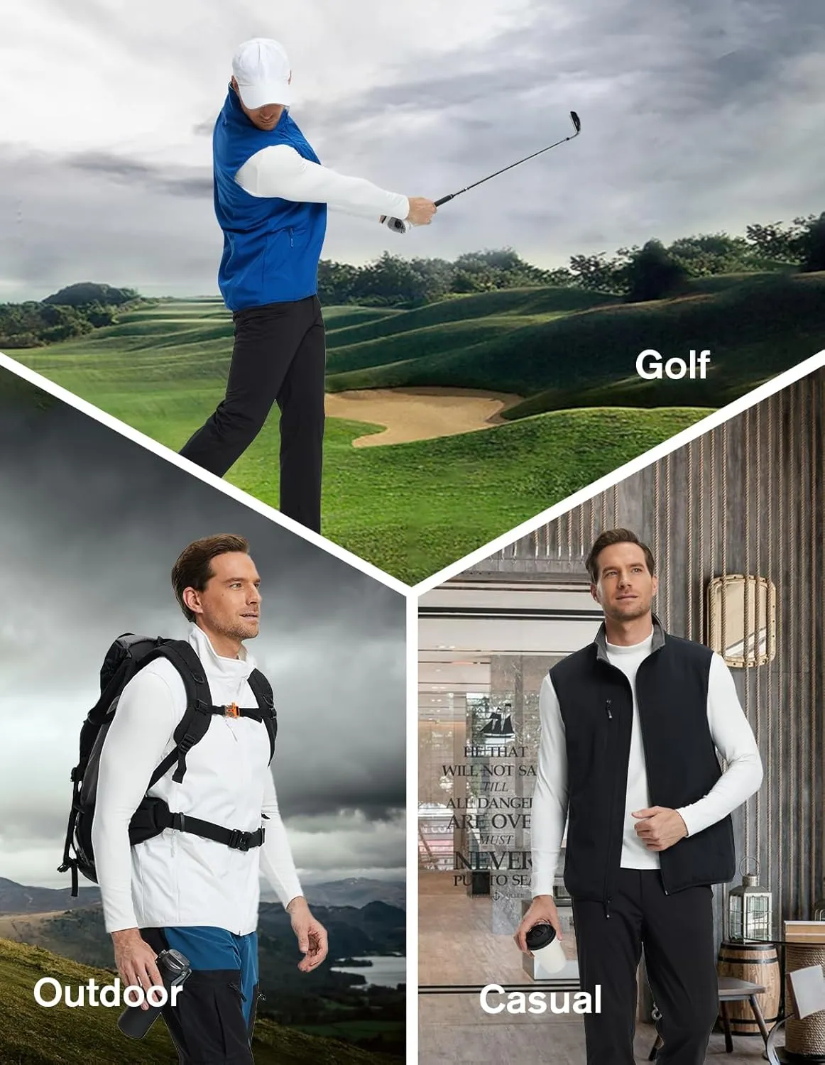 fit space Men's Lightweight Vest Softshell Sleeveless Windproof Jacket with Zipper Pcoket Cycling Travel Hiking Running Golf
