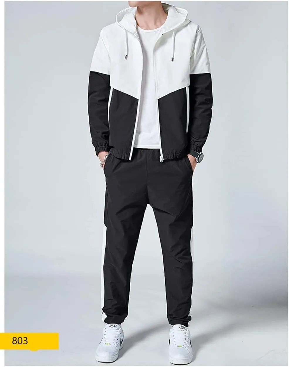 Floette Men Retro Windbreaker Track Suit Track Jacket Track Pant Athletic Hip Hop Windproof Sweat Suit