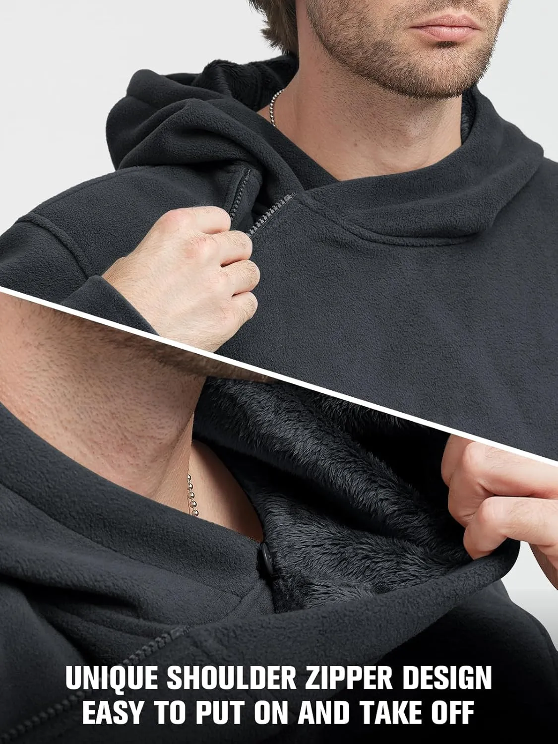 FREE SOLDIER Men's Tactical Winter Fleece Pullover Hoodie Warm Long Fleece lined Hooded Sweatshirt