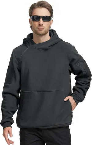 FREE SOLDIER Men's Tactical Winter Fleece Pullover Hoodie Warm Long Fleece lined Hooded Sweatshirt