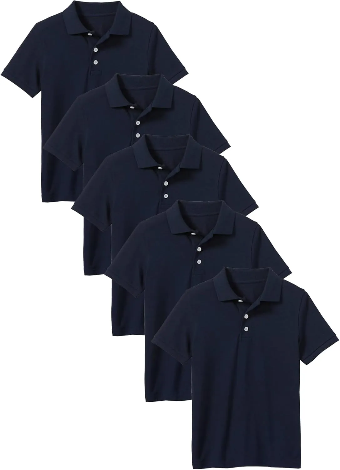 Galaxy by Harvic 5-Pack School Uniform Tagless Polo Tshirt for Little Boys & Big Boys