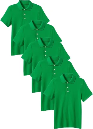 Galaxy by Harvic 5-Pack School Uniform Tagless Polo Tshirt for Little Boys & Big Boys