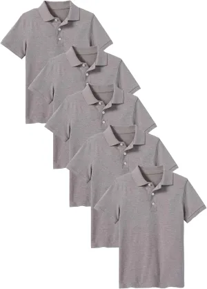 Galaxy by Harvic 5-Pack School Uniform Tagless Polo Tshirt for Little Boys & Big Boys