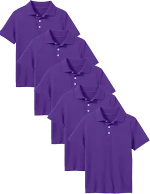 Galaxy by Harvic 5-Pack School Uniform Tagless Polo Tshirt for Little Boys & Big Boys