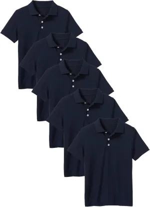 Galaxy by Harvic 5-Pack School Uniform Tagless Polo Tshirt for Little Boys & Big Boys