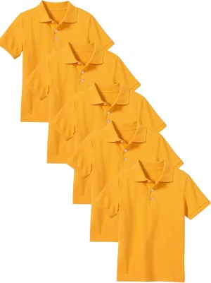 Galaxy by Harvic 5-Pack School Uniform Tagless Polo Tshirt for Little Boys & Big Boys