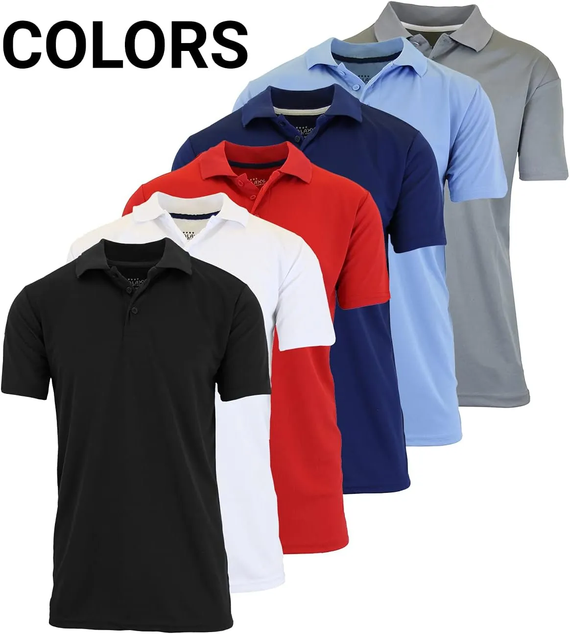 Galaxy by Harvic Men's Tagless Moisture Wicking Polo Shirt (3-Pack)