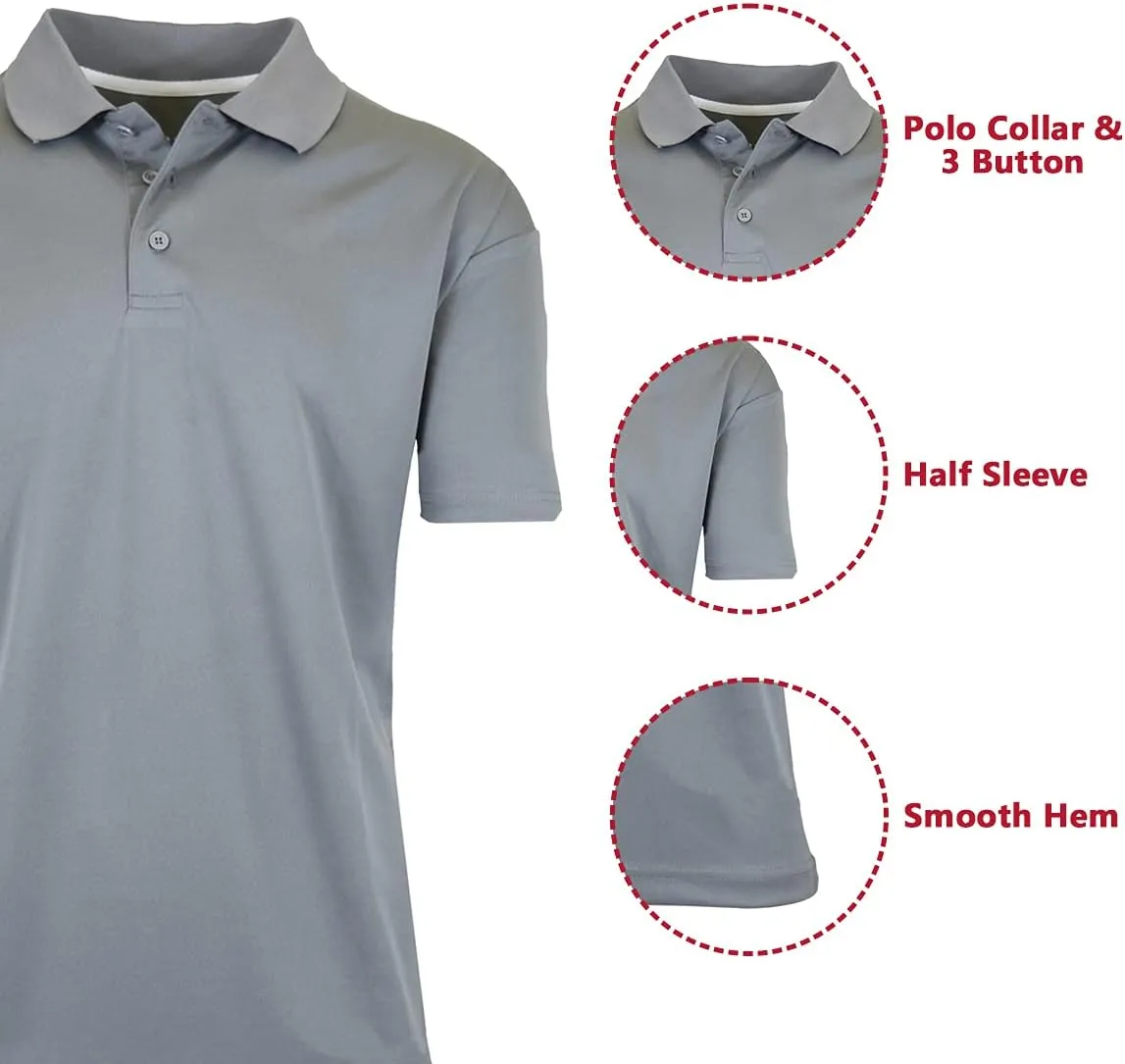 Galaxy by Harvic Men's Tagless Moisture Wicking Polo Shirt (3-Pack)