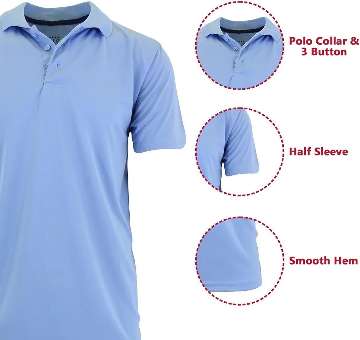 Galaxy by Harvic Men's Tagless Moisture Wicking Polo Shirt (3-Pack)
