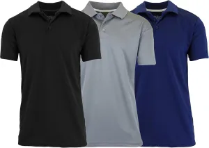 Galaxy by Harvic Men's Tagless Moisture Wicking Polo Shirt (3-Pack)