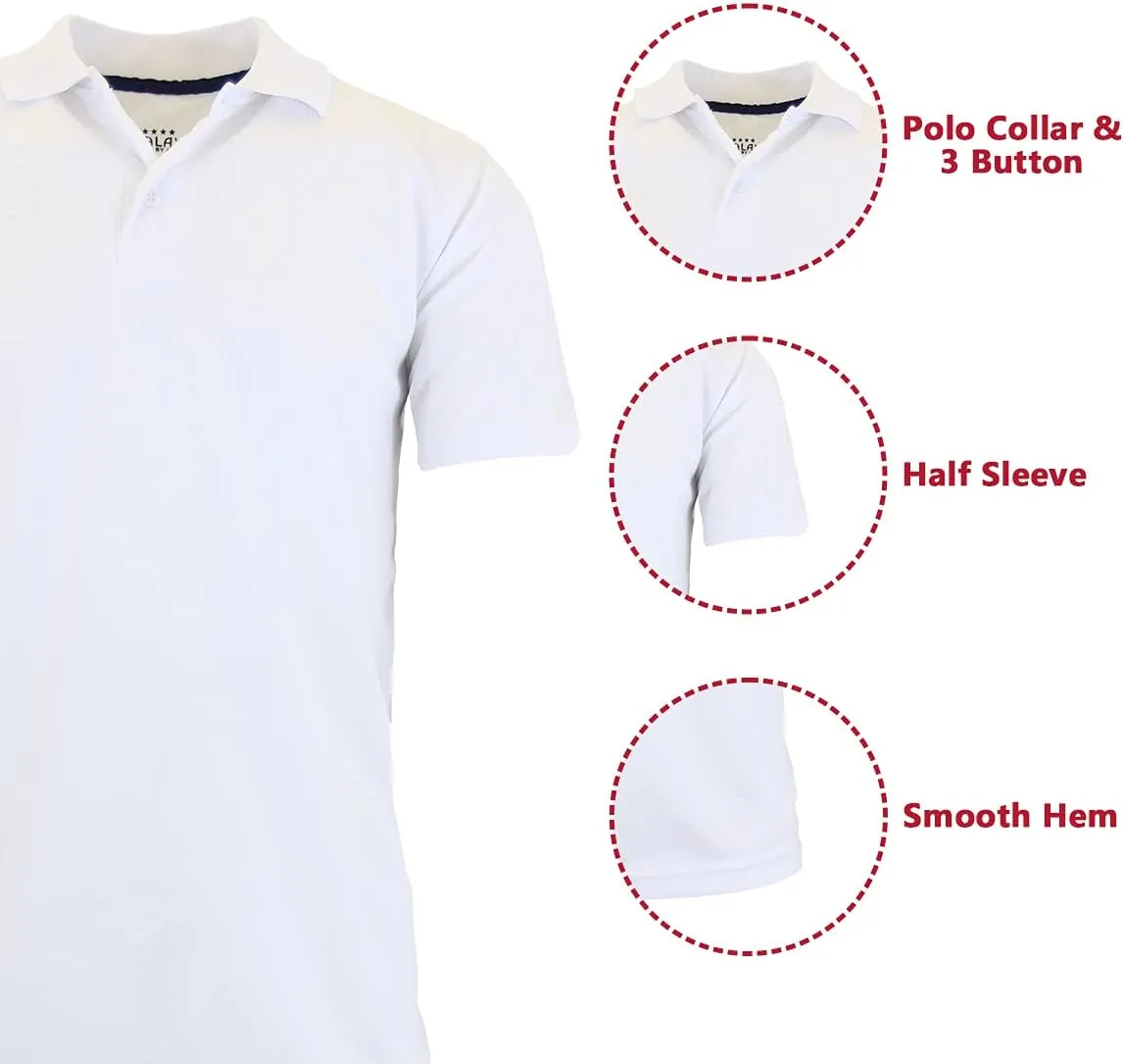 Galaxy by Harvic Men's Tagless Moisture Wicking Polo Shirt (3-Pack)