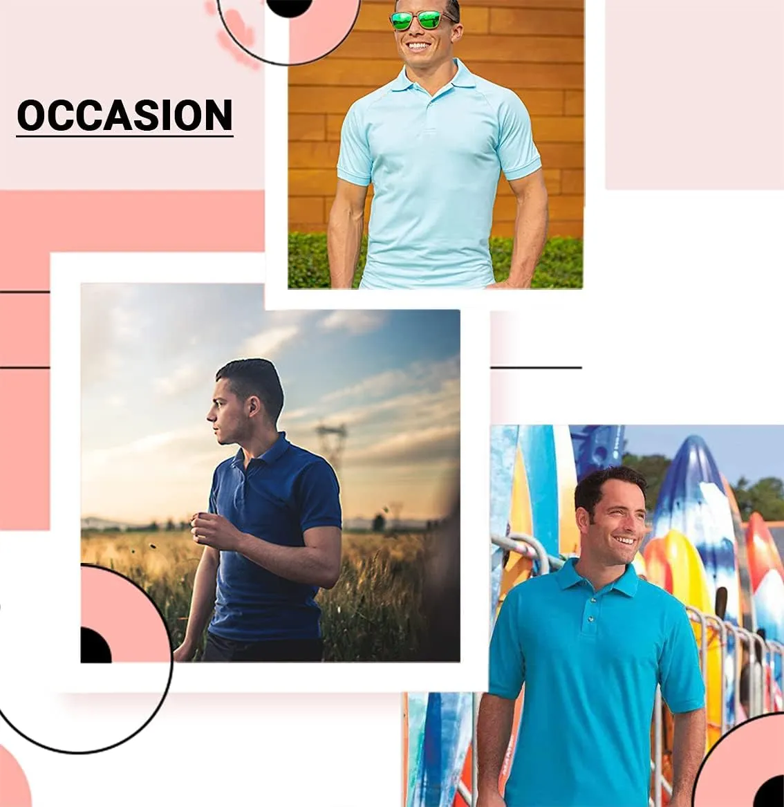 Galaxy by Harvic Men's Tagless Moisture Wicking Polo Shirt (3-Pack)