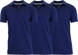 Galaxy by Harvic Men's Tagless Moisture Wicking Polo Shirt (3-Pack)