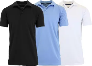 Galaxy by Harvic Men's Tagless Moisture Wicking Polo Shirt (3-Pack)