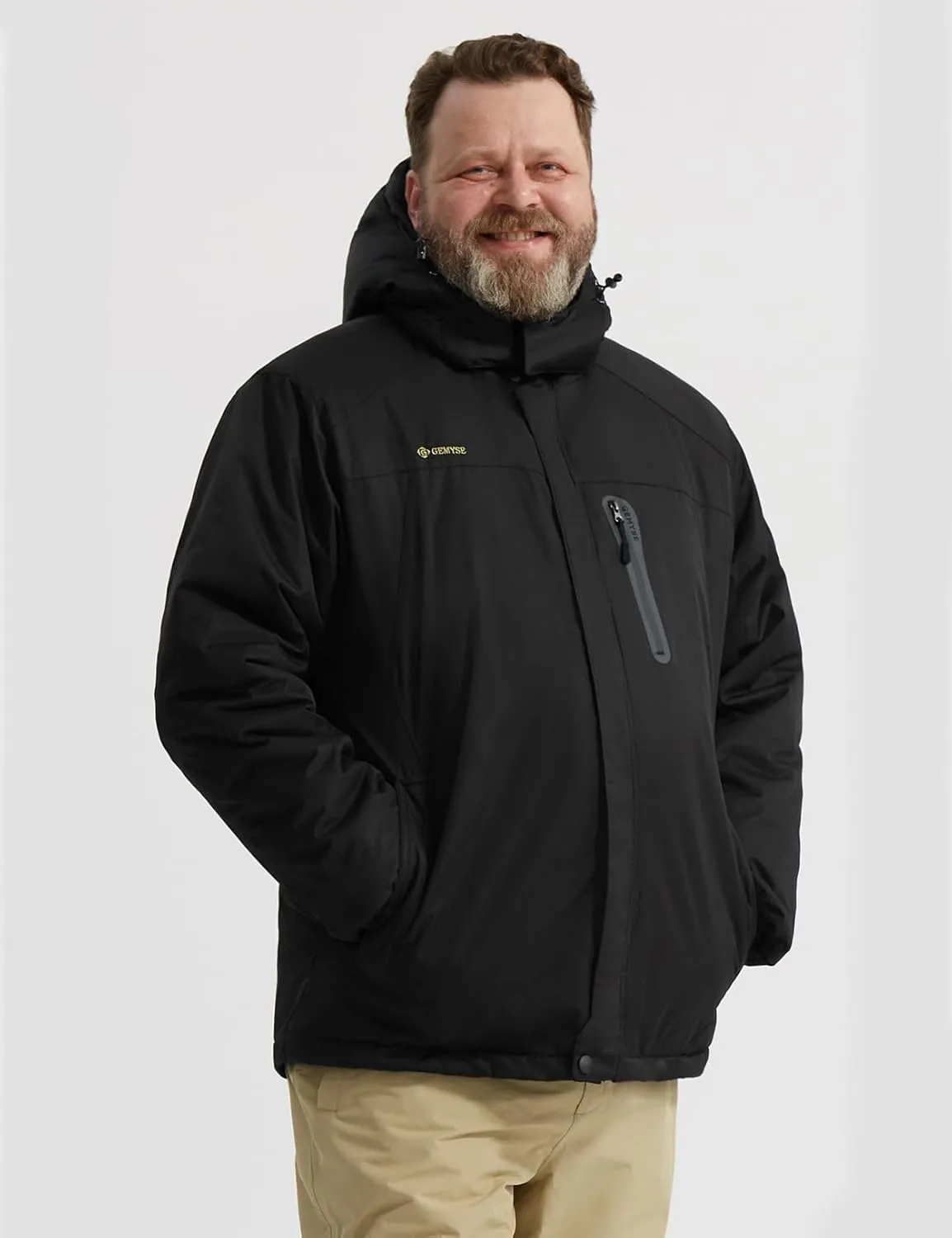 GEMYSE Men's Ski Snow Jacket Warm Winter Waterproof Coat Snowboard Rain Jacket Hooded Windproof Windbreaker