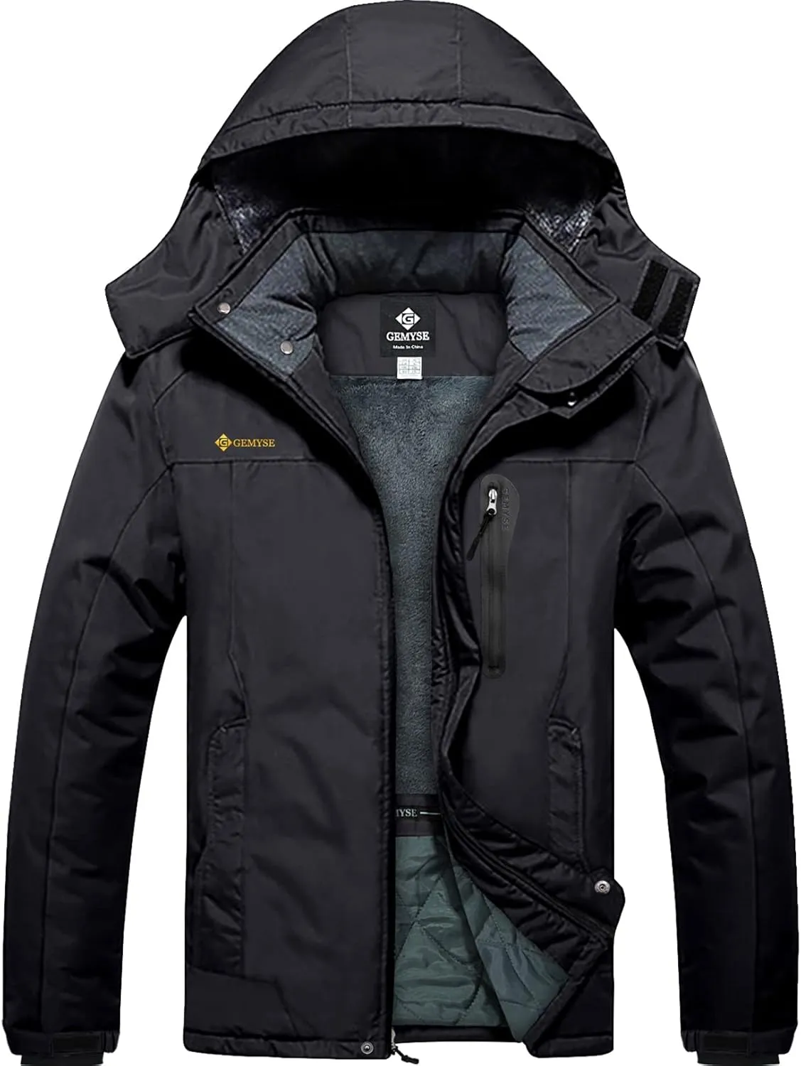 GEMYSE Men's Ski Snow Jacket Warm Winter Waterproof Coat Snowboard Rain Jacket Hooded Windproof Windbreaker