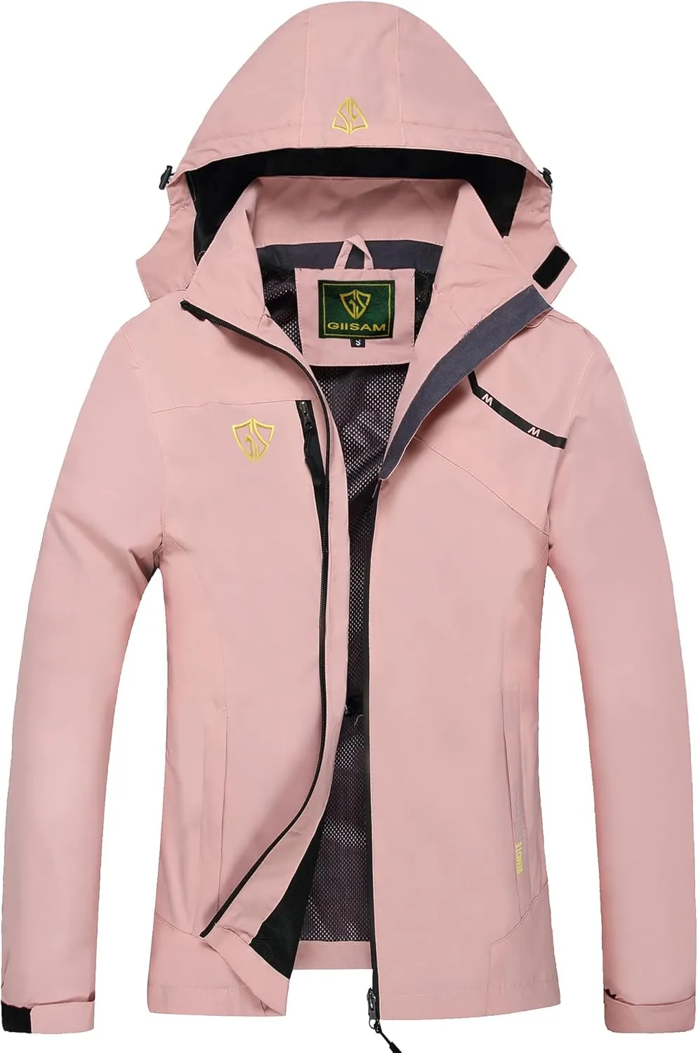 GIISAM Women's Waterproof Rain Jacket,Lightweight Windproof Full Zip Women's Packable Fall Raincoat Windbreaker with Hood