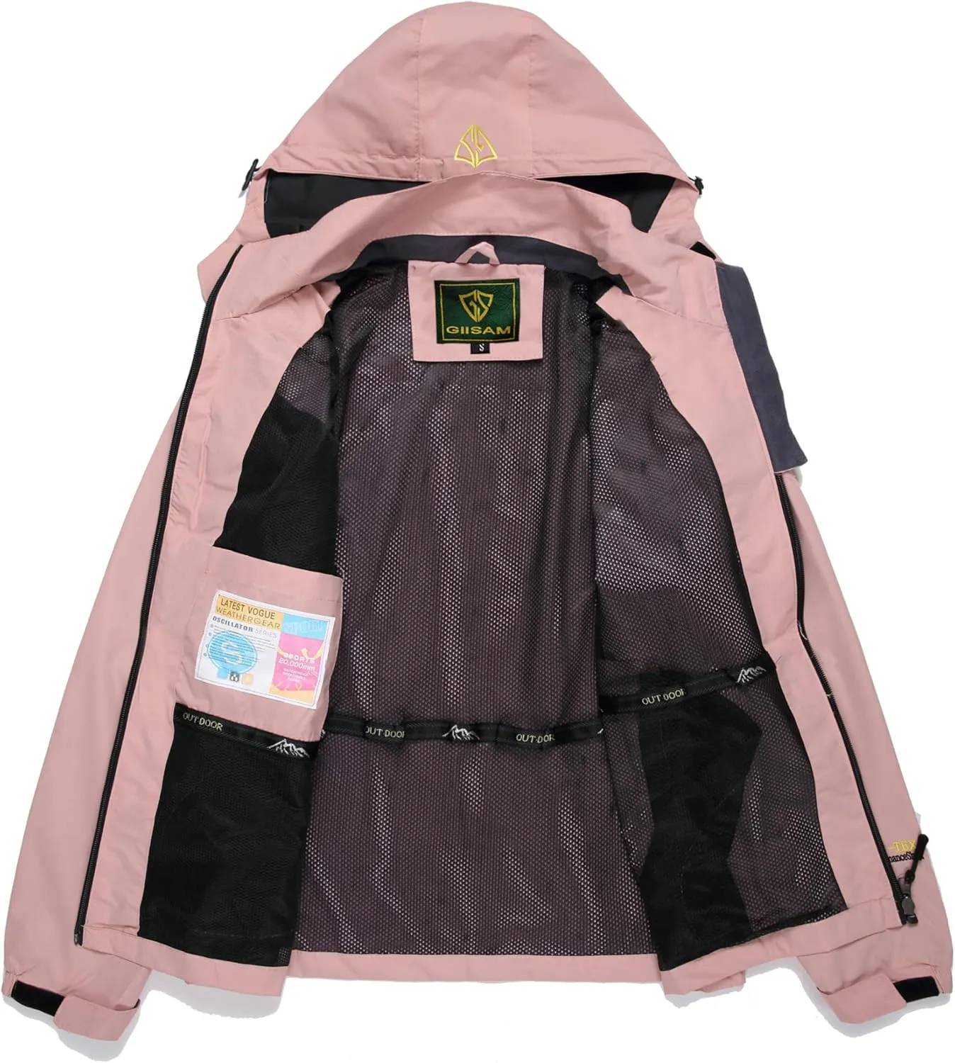 GIISAM Women's Waterproof Rain Jacket,Lightweight Windproof Full Zip Women's Packable Fall Raincoat Windbreaker with Hood