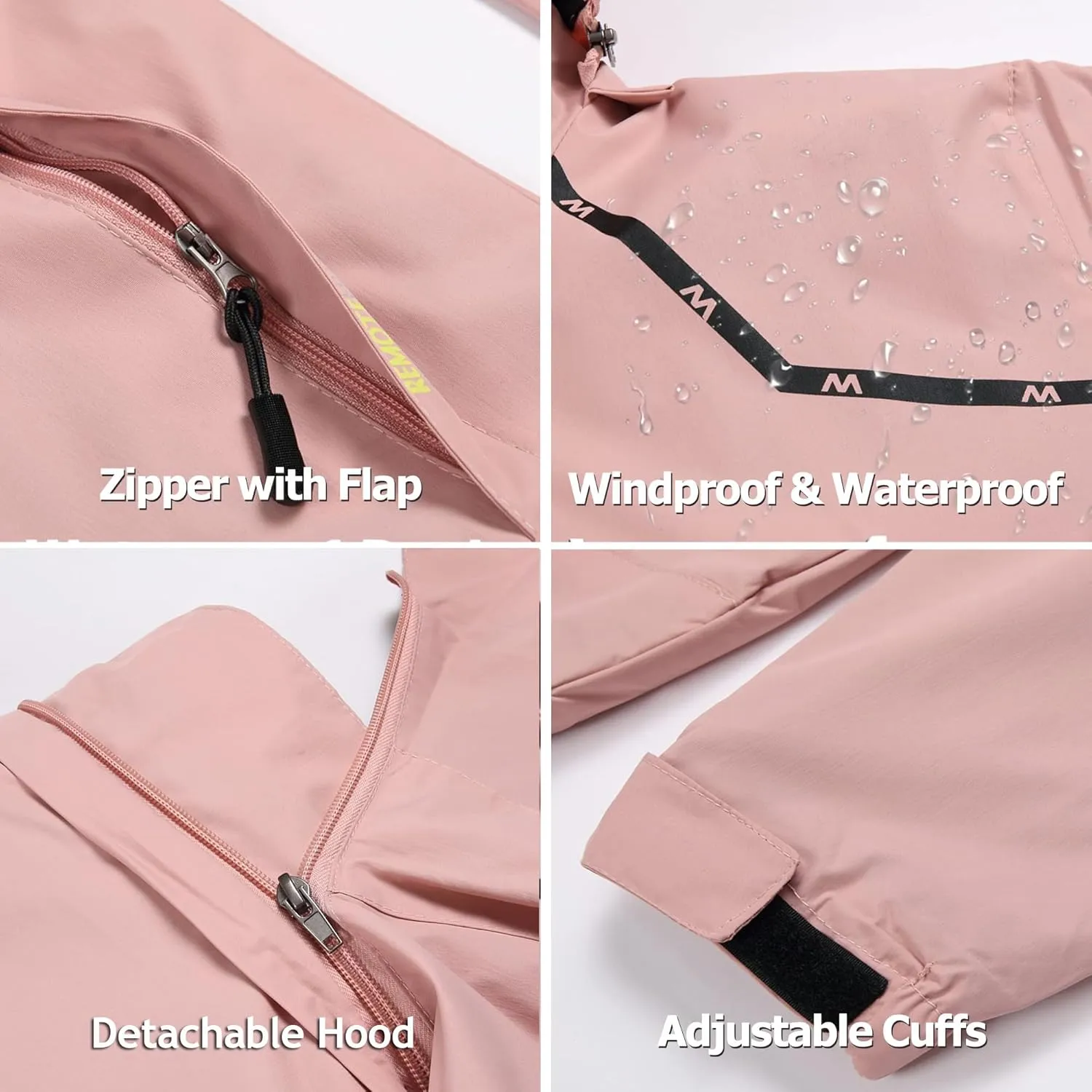 GIISAM Women's Waterproof Rain Jacket,Lightweight Windproof Full Zip Women's Packable Fall Raincoat Windbreaker with Hood