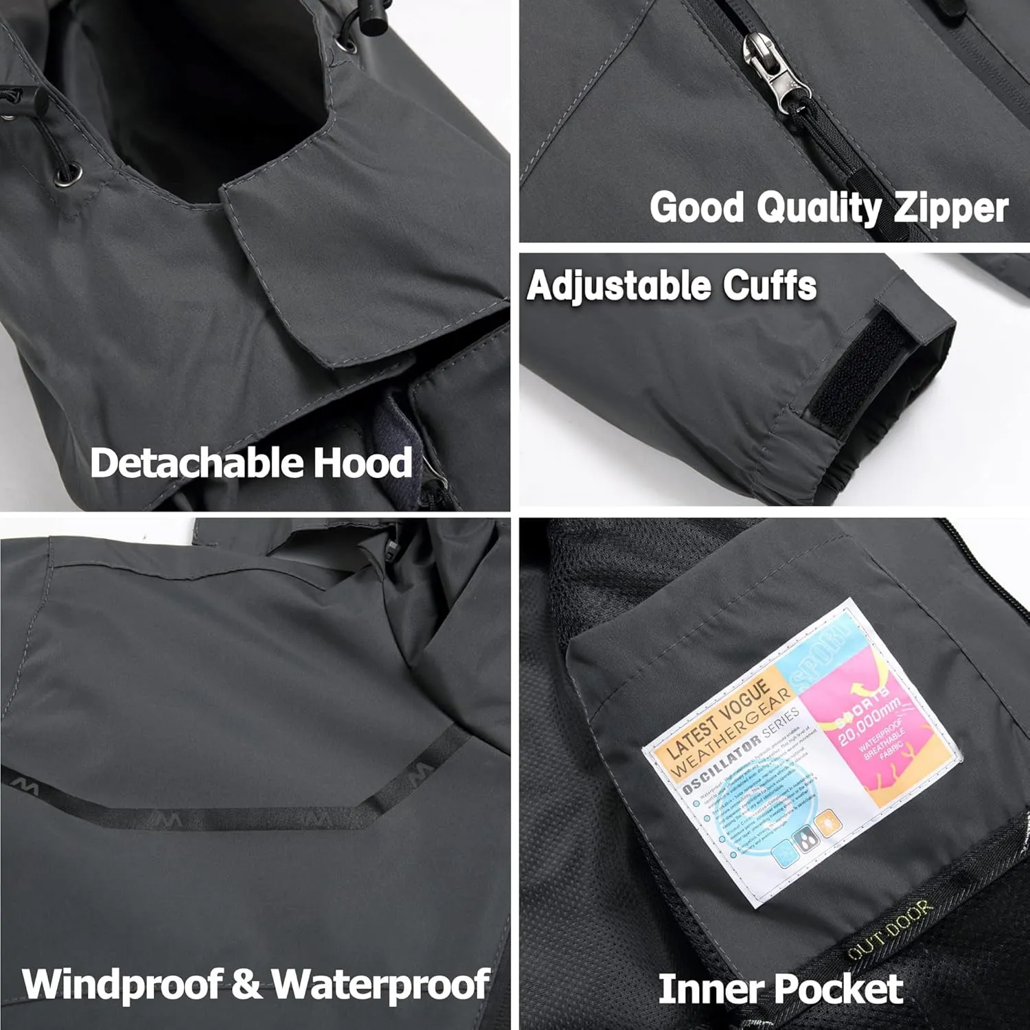 GIISAM Women's Waterproof Rain Jacket,Lightweight Windproof Full Zip Women's Packable Fall Raincoat Windbreaker with Hood