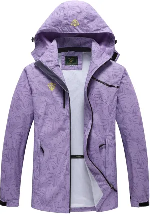 GIISAM Women's Waterproof Rain Jacket,Lightweight Windproof Full Zip Women's Packable Fall Raincoat Windbreaker with Hood