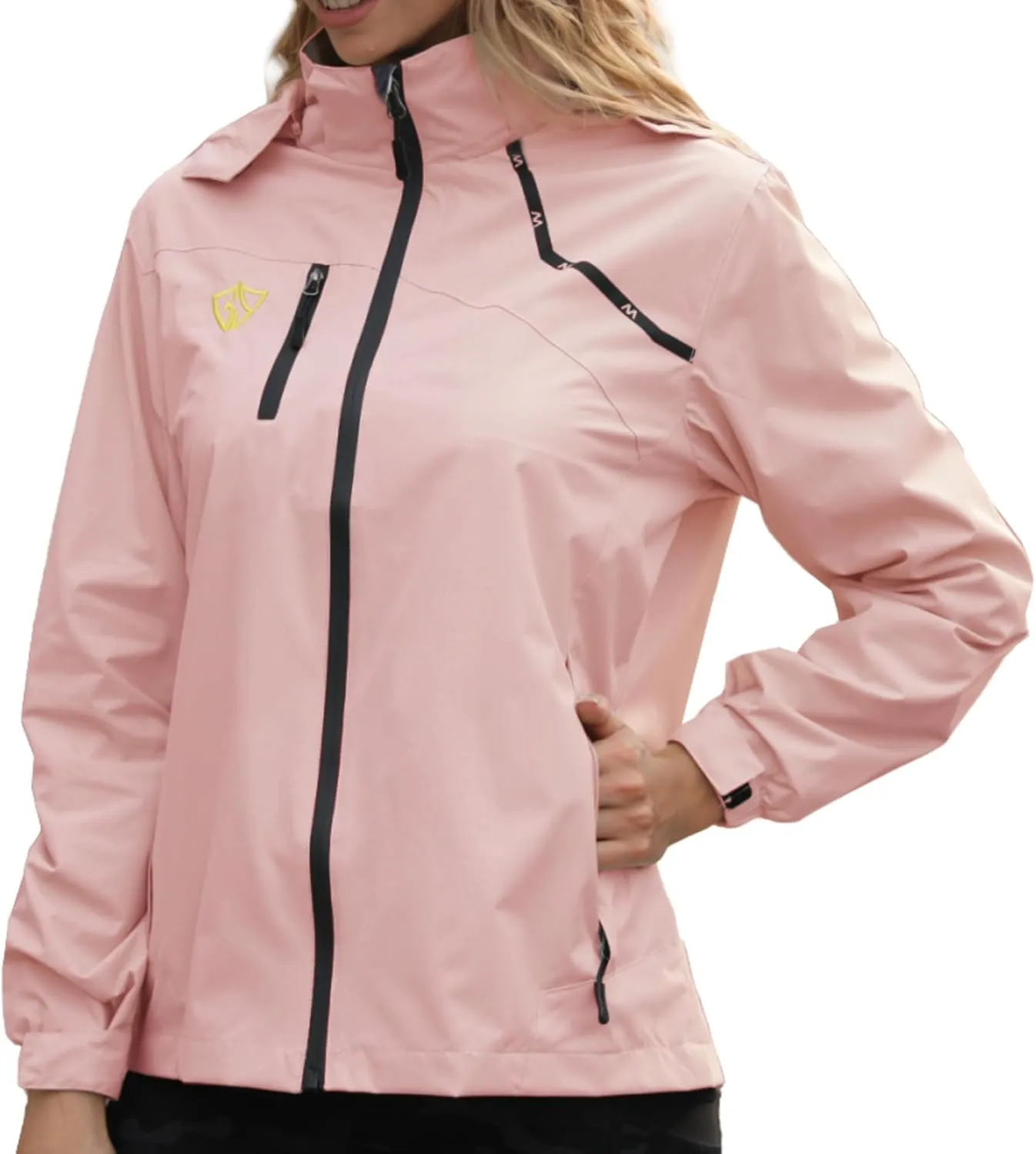 GIISAM Women's Waterproof Rain Jacket,Lightweight Windproof Full Zip Women's Packable Fall Raincoat Windbreaker with Hood