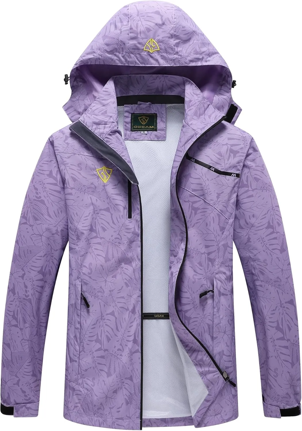 GIISAM Women's Waterproof Rain Jacket,Lightweight Windproof Full Zip Women's Packable Fall Raincoat Windbreaker with Hood