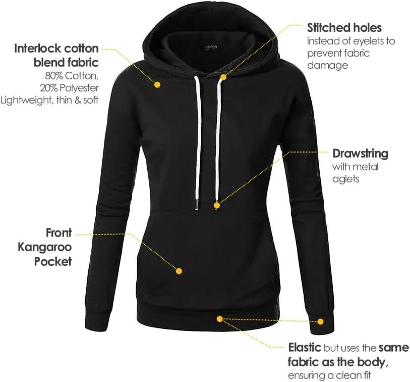 GIVON Women's Essential Pullover Hoodie Lightweight Long Sleeve Comfort Sweatshirt for Everyday Wear