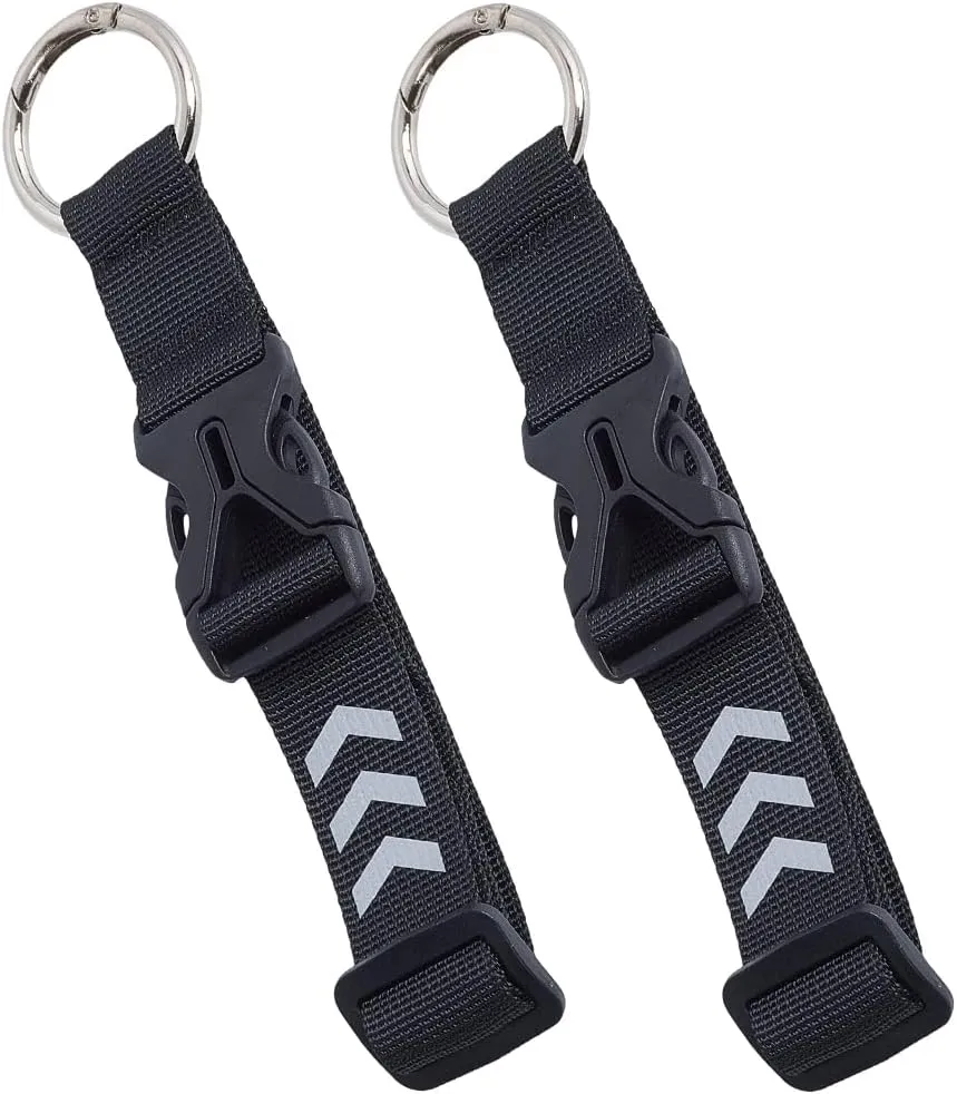 GORGECRAFT 2Pcs Adjustable Luggage Strap Jacket Gripper Holder Black Carry Clip Strap Reflective Arrow Pattern Suitcase Belt with Buckle Ring Hook Add a Bag Connector Travel Accessories for Backpack