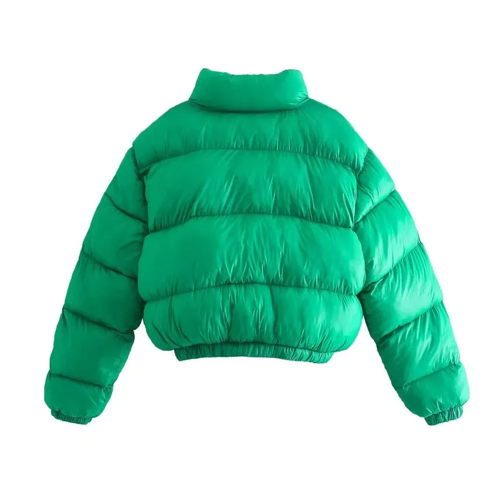 GREEN CROPPED PARKAS COAT