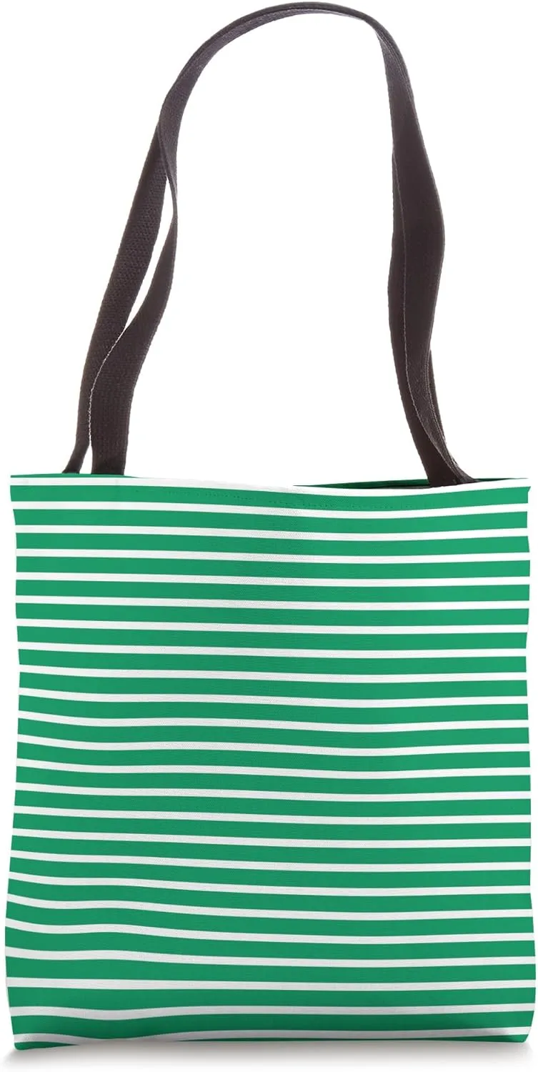 Green White Striped Girly Stripes Geometric Thin Lines Tote Bag