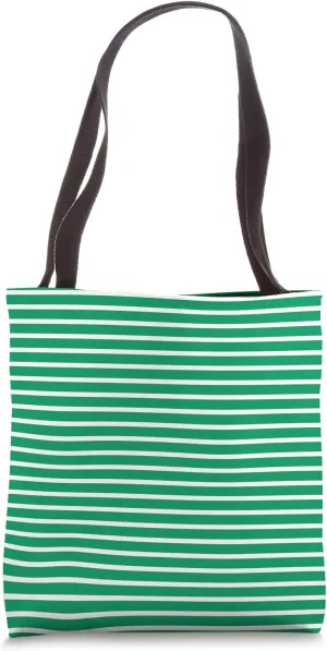 Green White Striped Girly Stripes Geometric Thin Lines Tote Bag