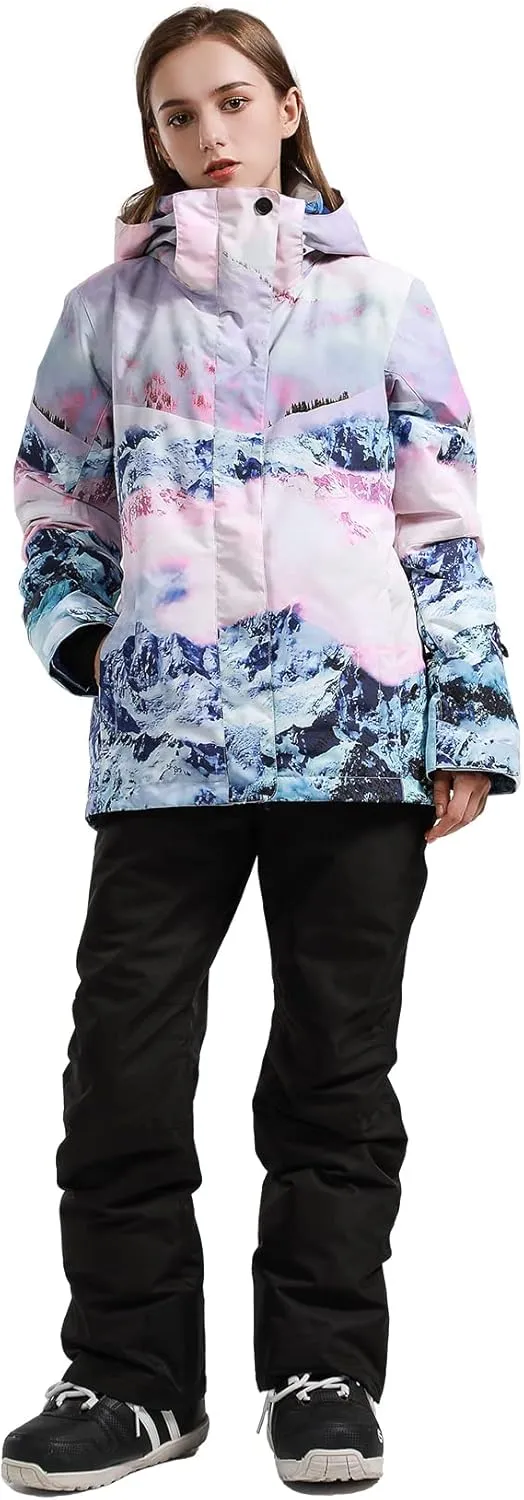 GSOU SNOW Women's Ski Jacket and Pants Waterproof Windproof Snowsuit Snowboarding Coat Insulated Warm Winter