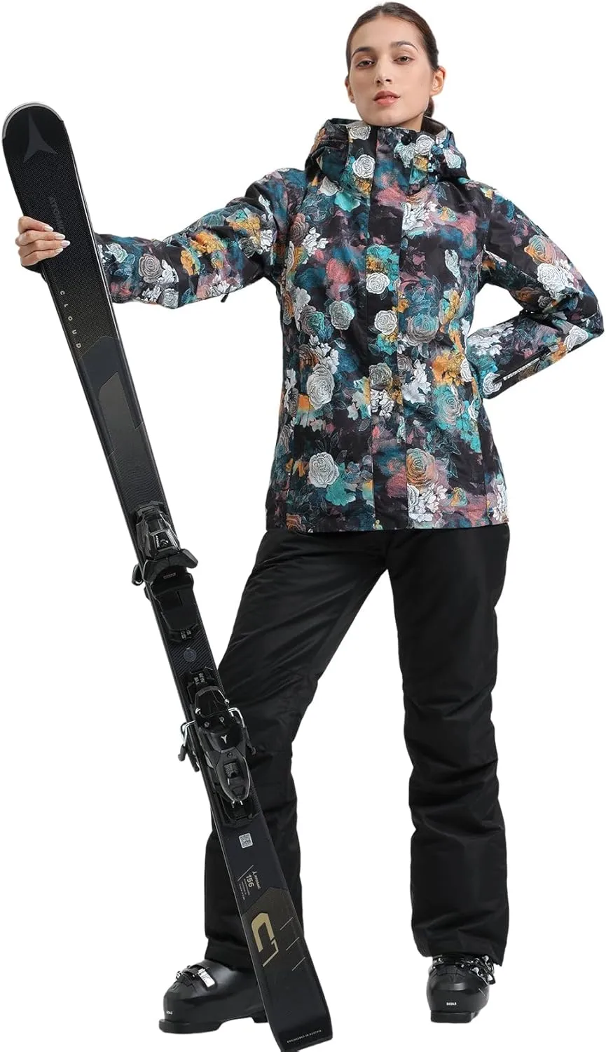 GSOU SNOW Women's Ski Jacket and Pants Waterproof Windproof Snowsuit Snowboarding Coat Insulated Warm Winter