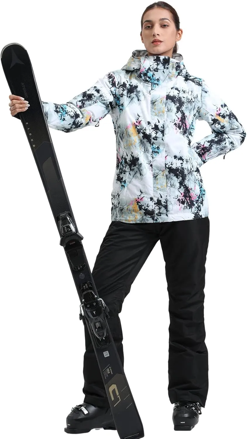 GSOU SNOW Women's Ski Jacket and Pants Waterproof Windproof Snowsuit Snowboarding Coat Insulated Warm Winter