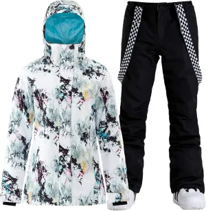 GSOU SNOW Women's Ski Jacket and Pants Waterproof Windproof Snowsuit Snowboarding Coat Insulated Warm Winter