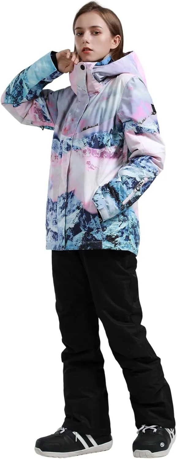 GSOU SNOW Women's Ski Jacket and Pants Waterproof Windproof Snowsuit Snowboarding Coat Insulated Warm Winter