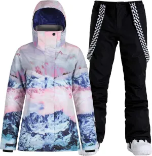 GSOU SNOW Women's Ski Jacket and Pants Waterproof Windproof Snowsuit Snowboarding Coat Insulated Warm Winter