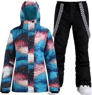 GSOU SNOW Women's Ski Jacket and Pants Waterproof Windproof Snowsuit Snowboarding Coat Insulated Warm Winter