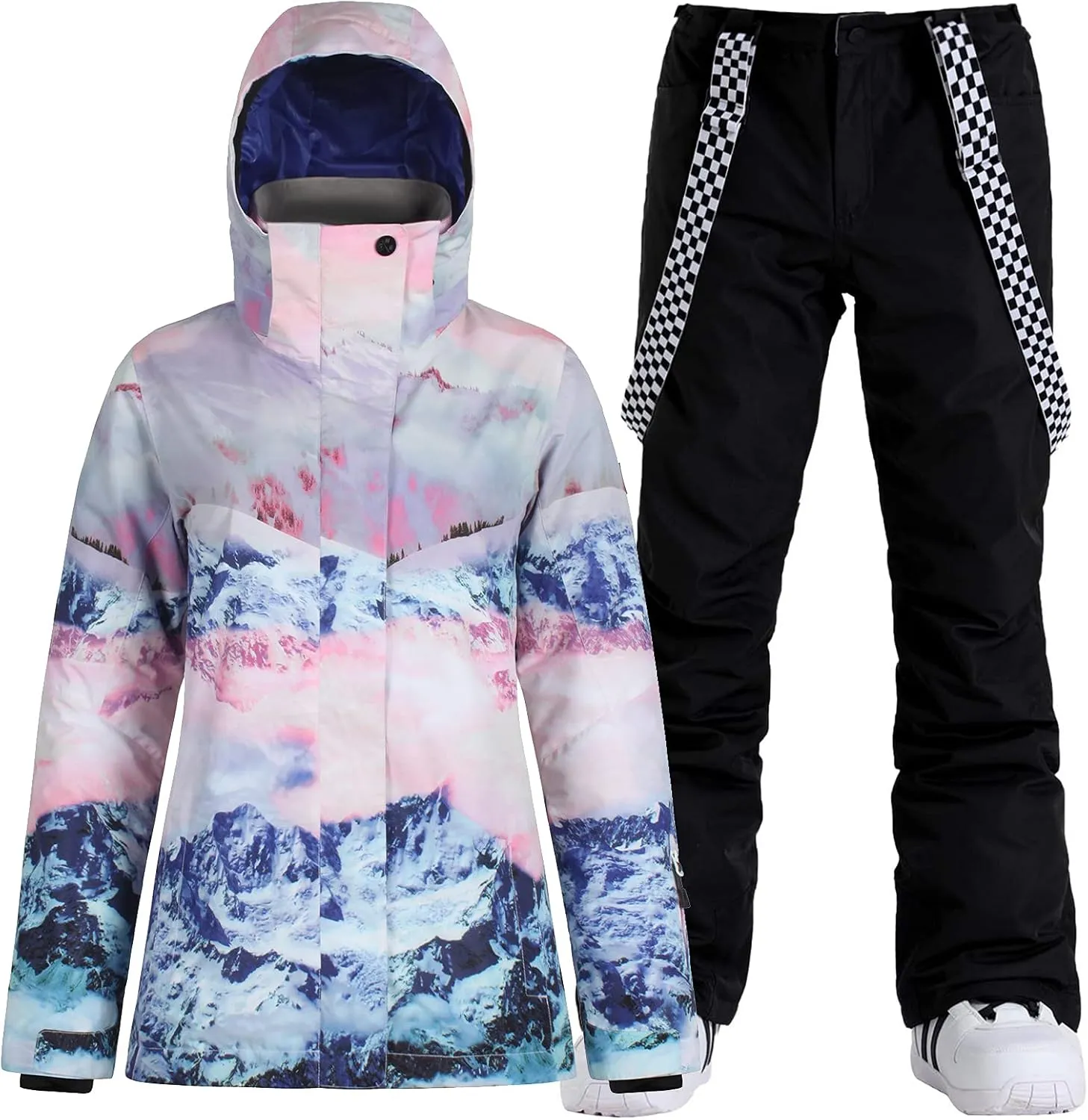 GSOU SNOW Women's Ski Jacket and Pants Waterproof Windproof Snowsuit Snowboarding Coat Insulated Warm Winter