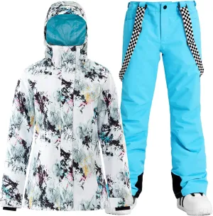 GSOU SNOW Women's Ski Jacket and Pants Waterproof Windproof Snowsuit Snowboarding Coat Insulated Warm Winter