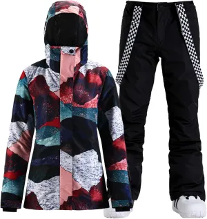 GSOU SNOW Women's Ski Jacket and Pants Waterproof Windproof Snowsuit Snowboarding Coat Insulated Warm Winter