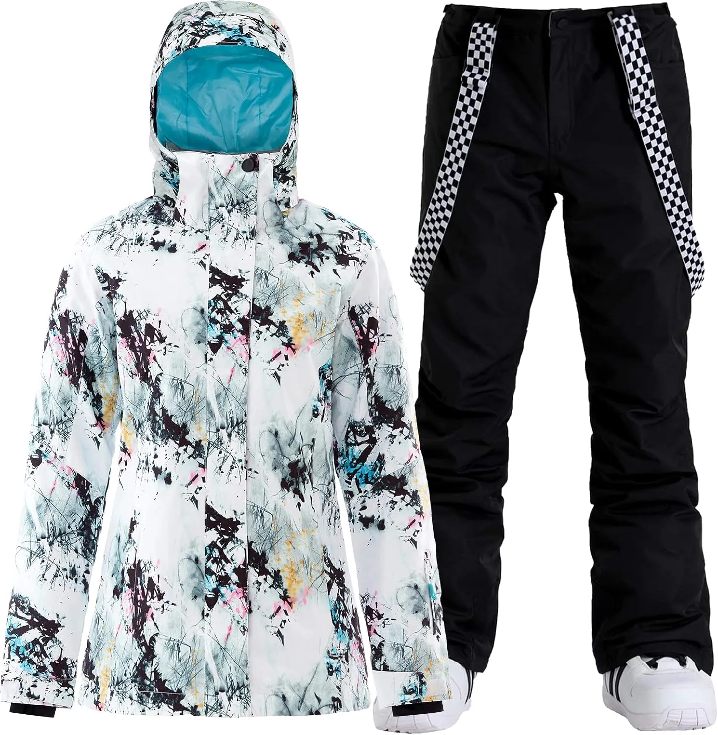 GSOU SNOW Women's Ski Jacket and Pants Waterproof Windproof Snowsuit Snowboarding Coat Insulated Warm Winter